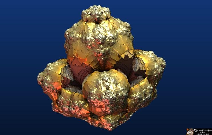 Golden Nugget fractal animation still frame made in Mandelbulb 3D JCMDI.COM